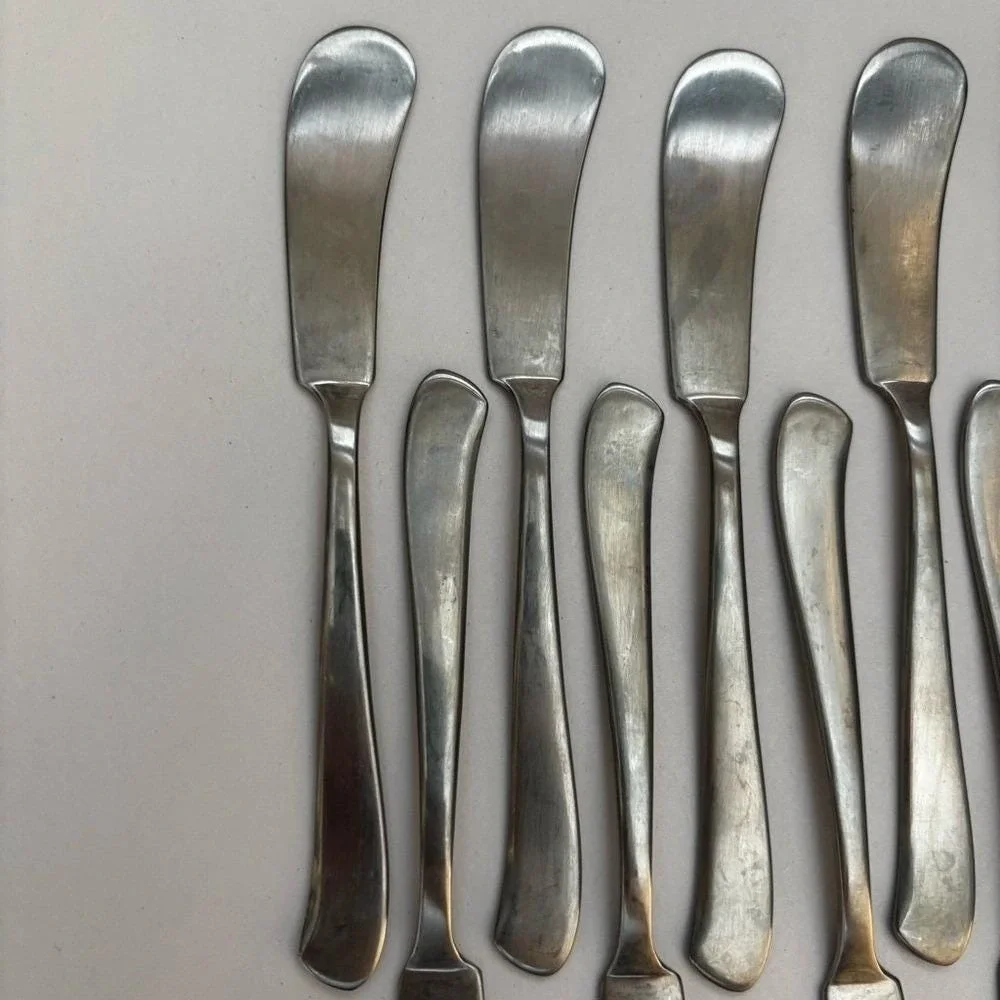Wallace Saybrook Spreader Stainless Blade Butter‎ Knives Dining Set of 9 Silver